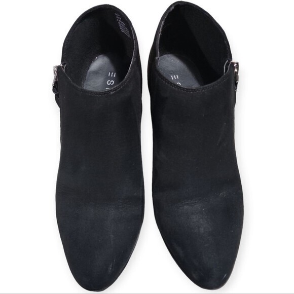 ESPRIT Troy Black Faux Suede Ankle Boots W/ Silvertone Side Zip 8.5 - Picture 7 of 10